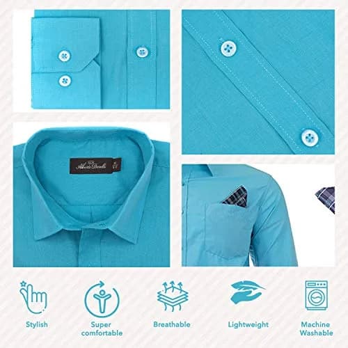 Alberto Danelli Boys Long Sleeve Dress Shirt with Matching Tie and Handkerchief, 5, Tropicana | Classic Style & Comfort thumbnail 4