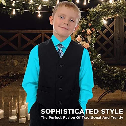 Alberto Danelli Boys Long Sleeve Dress Shirt with Matching Tie and Handkerchief, 5, Tropicana | Classic Style & Comfort thumbnail 2