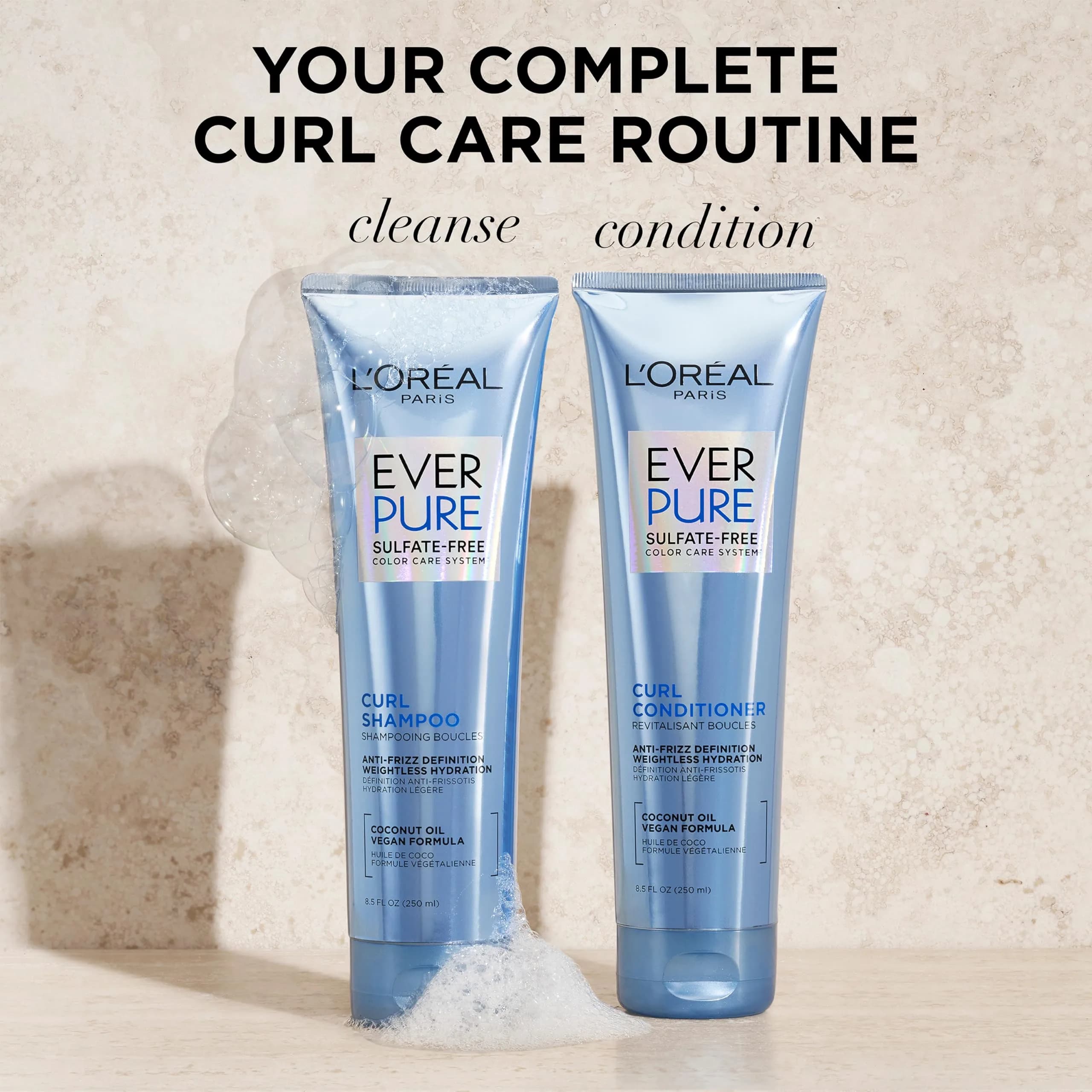 L'Oreal Paris EverPure Sulfate Free Conditioner for Curly Hair 250ml (8.5 Fl Oz) | Anti-Frizz Hydration with Coconut Oil - view 7