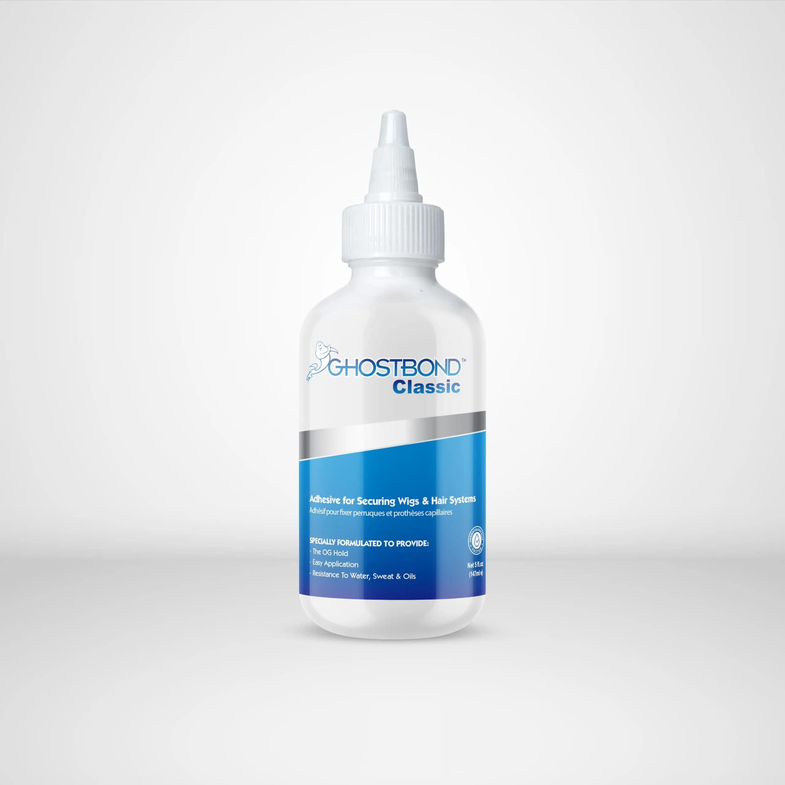 Professional Hair Labs GhostBond Classic 5oz Water & Oil-Resistant Wig Adhesive | Strong Hold, Invisible Bond for Lace & Poly Systems — 5 Ounce