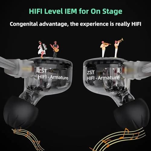 YINYOO KZ-ZST Hybrid In-Ear Earphones 1BA+1DD 10mm (0.39in) with Microphone | HiFi Sound Isolation thumbnail 3