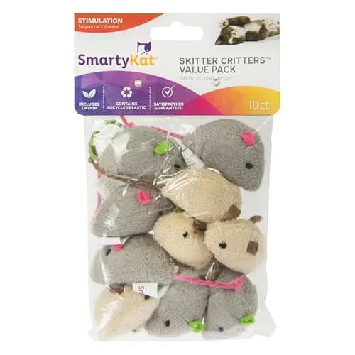 SmartyKat Skitter Critters Catnip Cat Toys Value Pack 10 Mice | Lightweight & Recycled Fill thumbnail 1