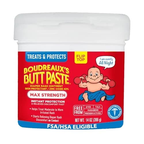 Boudreaux's Butt Paste Max Strength Diaper Rash Cream Skin Protectant 14 oz (397 g) | Clinically Tested for Fast Relief - main product image
