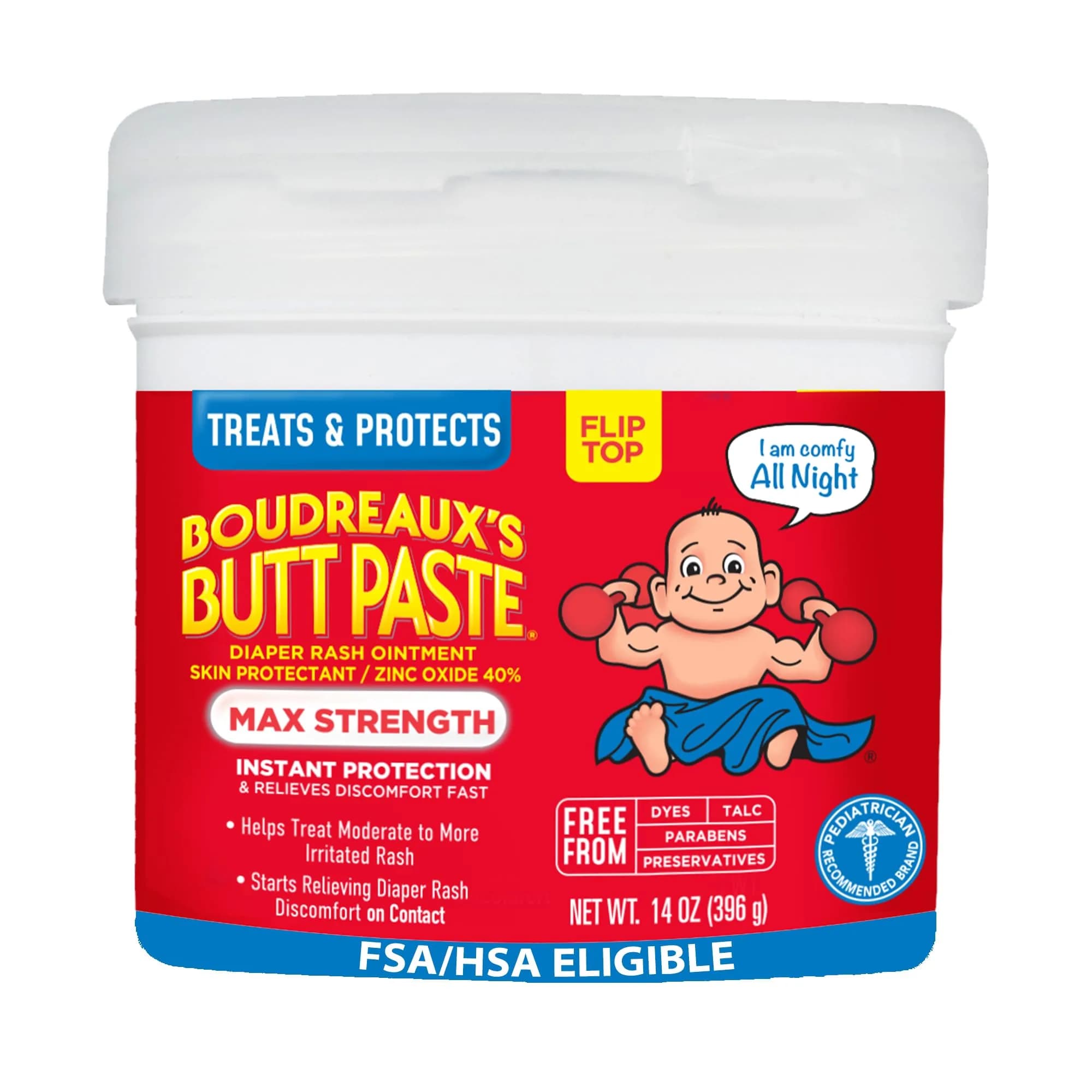 Boudreaux's Butt Paste Max Strength Diaper Rash Cream Skin Protectant 14 oz (397 g) | Clinically Tested for Fast Relief thumbnail 1