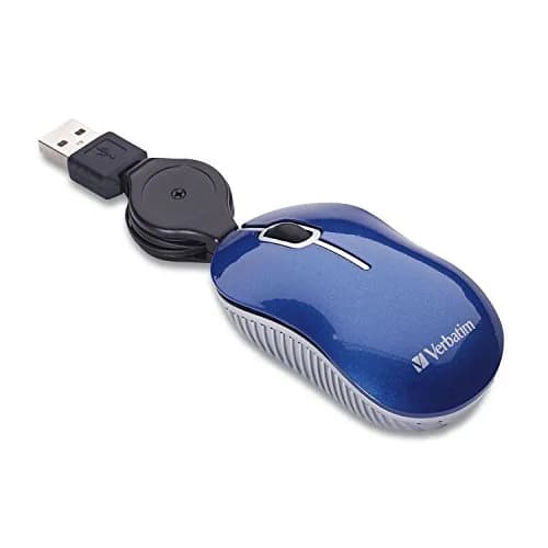 Verbatim Mini Travel Optical Mouse, USB 2.0, Retractable Cable, Blue | Compact, Precise & Portable thumbnail 1