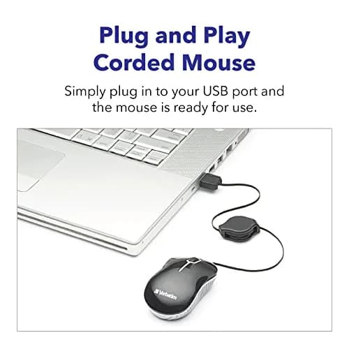 Verbatim Mini Travel Optical Mouse, USB 2.0, Retractable Cable, Blue | Compact, Precise & Portable thumbnail 5