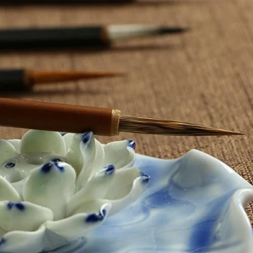 TIUSUTA Set of 4 Chinese Painting Brushes | Line Drawing, Flower Bird Tree Delineation, Bamboo Shaft, Manmade Hair thumbnail 3