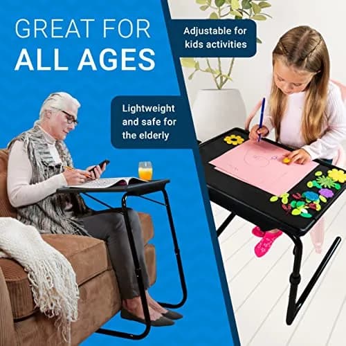 Table-Mate TV Tray Table | Portable Folding Dinner & Laptop Tray, Adjustable with Cup Holder thumbnail 5