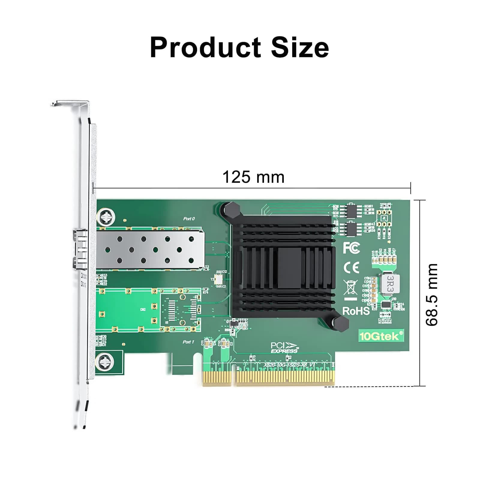 10Gtek 10Gb PCIe Network Card 10G-X520-1S with Single SFP+ Port & Intel 82599EN Controller - view 4