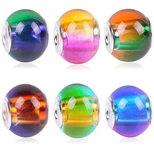 RUBYCA Mix Rainbow Gradient Murano Glass Bead European Charm Bracelet Spacer 100pcs | Compatible with Pandora & More thumbnail 1