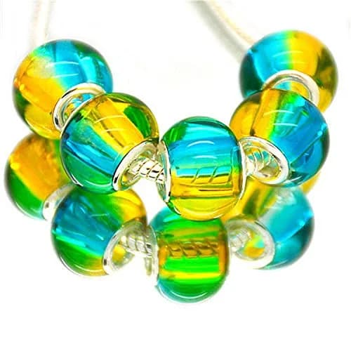 RUBYCA Mix Rainbow Gradient Murano Glass Bead European Charm Bracelet Spacer 100pcs | Compatible with Pandora & More thumbnail 6