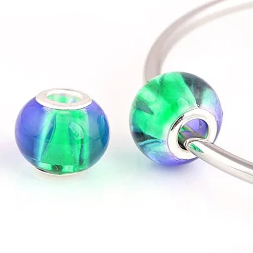 RUBYCA Mix Rainbow Gradient Murano Glass Bead European Charm Bracelet Spacer 100pcs | Compatible with Pandora & More thumbnail 7