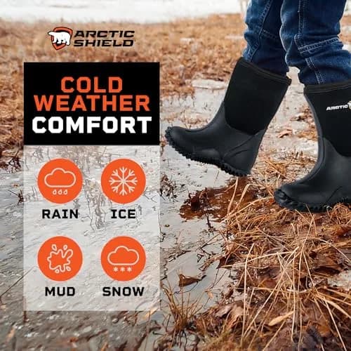 ArcticShield Kids Rain Boots Waterproof & Insulated | Unisex Rubber Boots for Puddles & Outdoors thumbnail 5