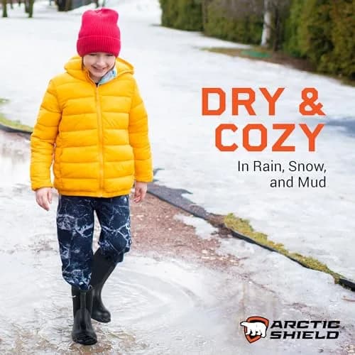 ArcticShield Kids Rain Boots Waterproof & Insulated | Unisex Rubber Boots for Puddles & Outdoors thumbnail 7