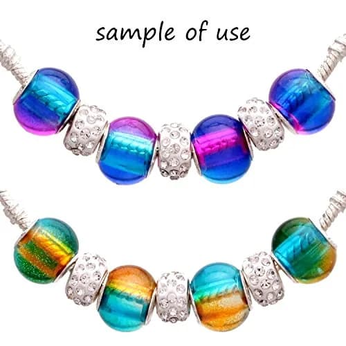 RUBYCA Mix Rainbow Gradient Murano Glass Beads 50pcs | European Charm Bracelet Spacer for DIY Jewelry thumbnail 4