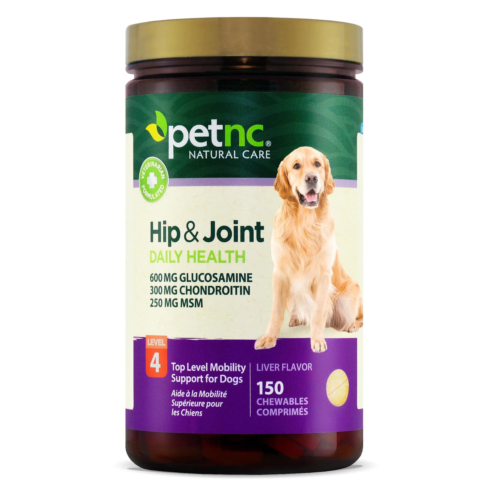 PetNC Natural Care Level-4 Hip & Joint Chews for Dogs, 150 Count | Max Support for Adult Dogs with Glucosamine, Chondroitin, MSM & Manganese - main product image