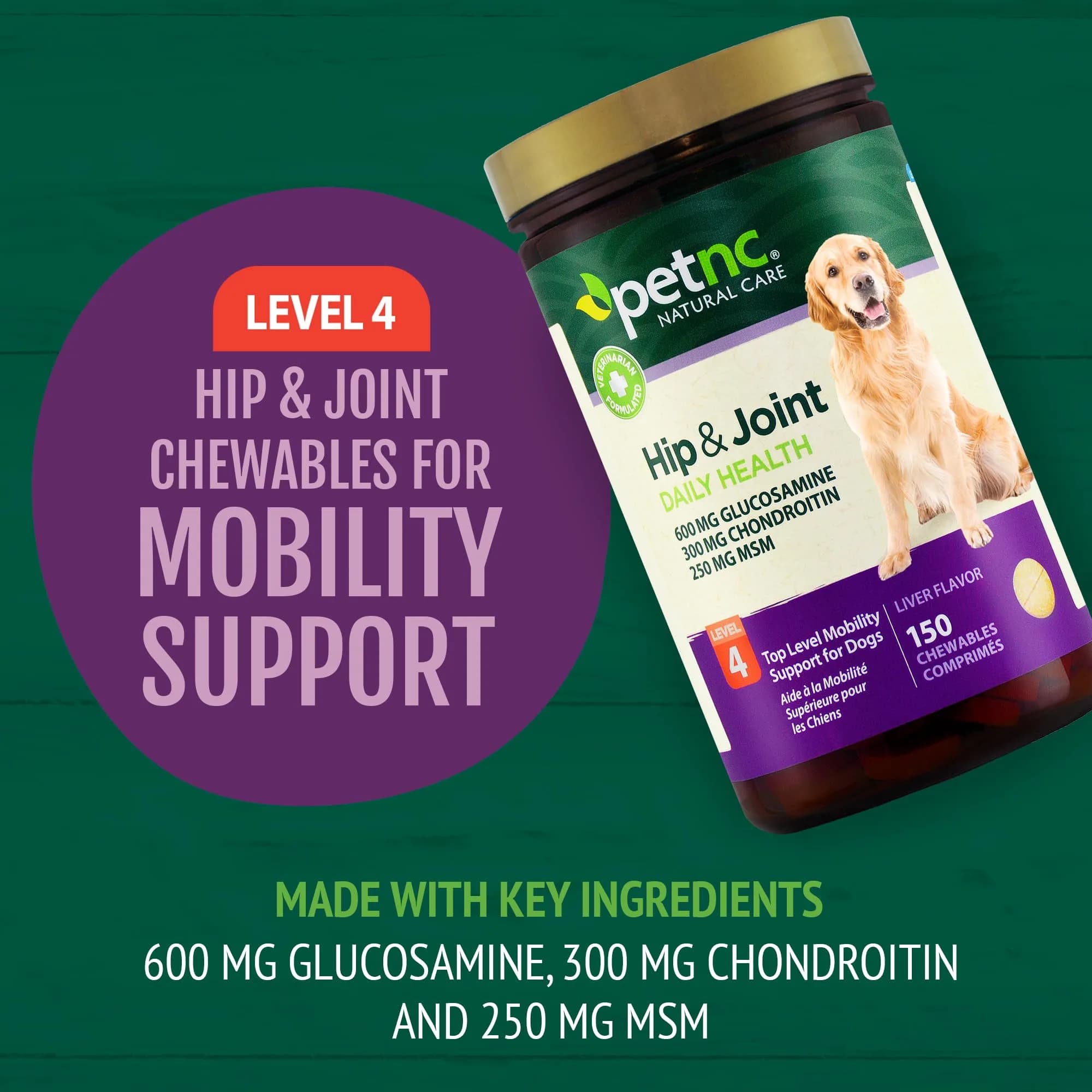 PetNC Natural Care Level-4 Hip & Joint Chews for Dogs, 150 Count | Max Support for Adult Dogs with Glucosamine, Chondroitin, MSM & Manganese - view 4