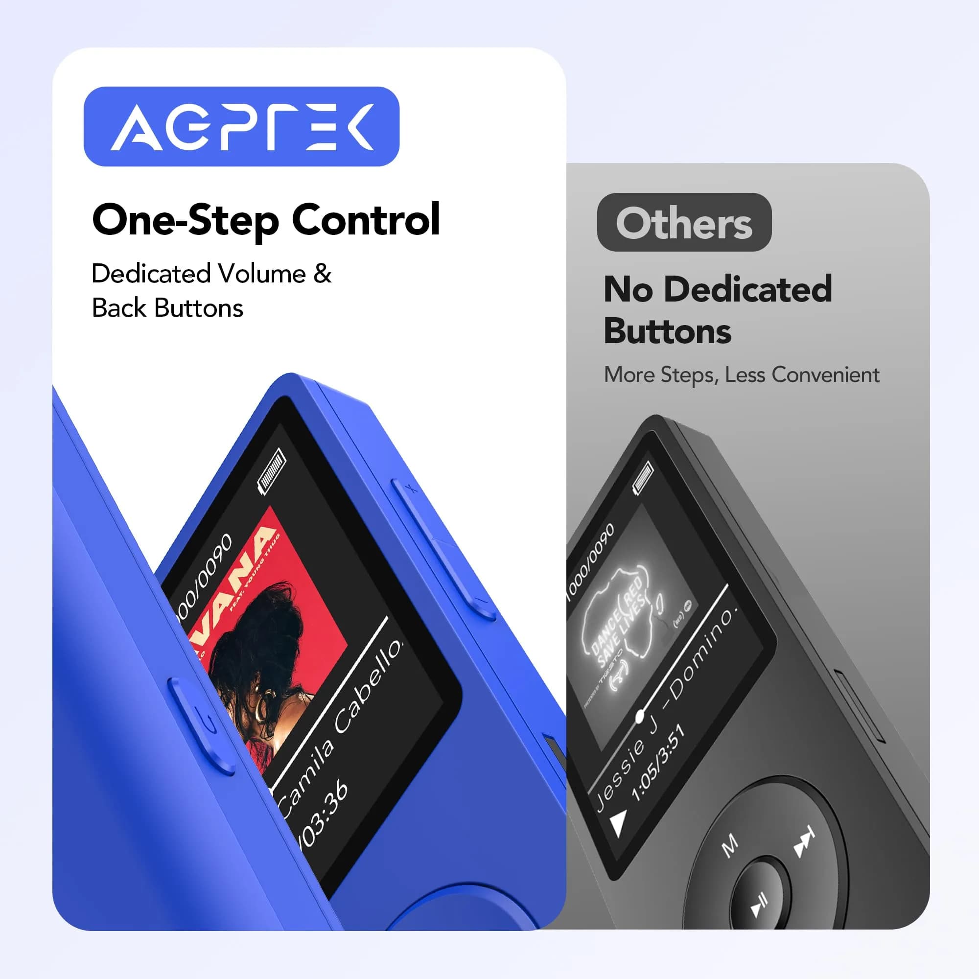 AGPTEK A02S MP3 Player 16GB Dark Blue | 65-Hour Playback Music Player - view 6