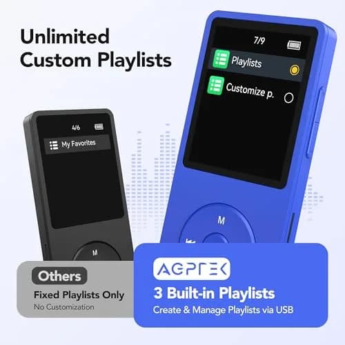 AGPTEK A02S MP3 Player 16GB Dark Blue | 65-Hour Playback Music Player thumbnail 7