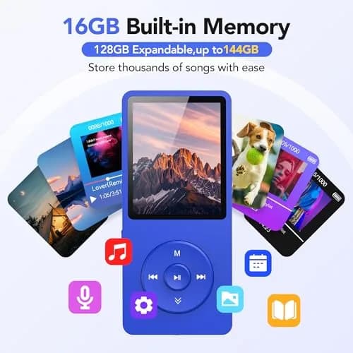 AGPTEK A02S MP3 Player 16GB Dark Blue | 65-Hour Playback Music Player - view 2