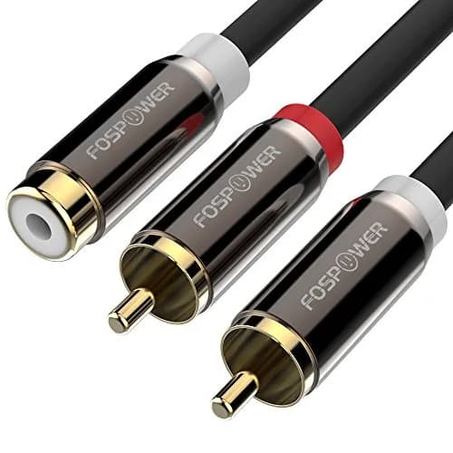 FosPower 8-inch RCA Y Adapter Cable 2 Male to 1 Female | 20.32 cm (8 inches) Gold-Plated Connectors thumbnail 1