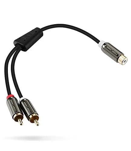 FosPower 8-inch RCA Y Adapter Cable 2 Male to 1 Female | 20.32 cm (8 inches) Gold-Plated Connectors thumbnail 6