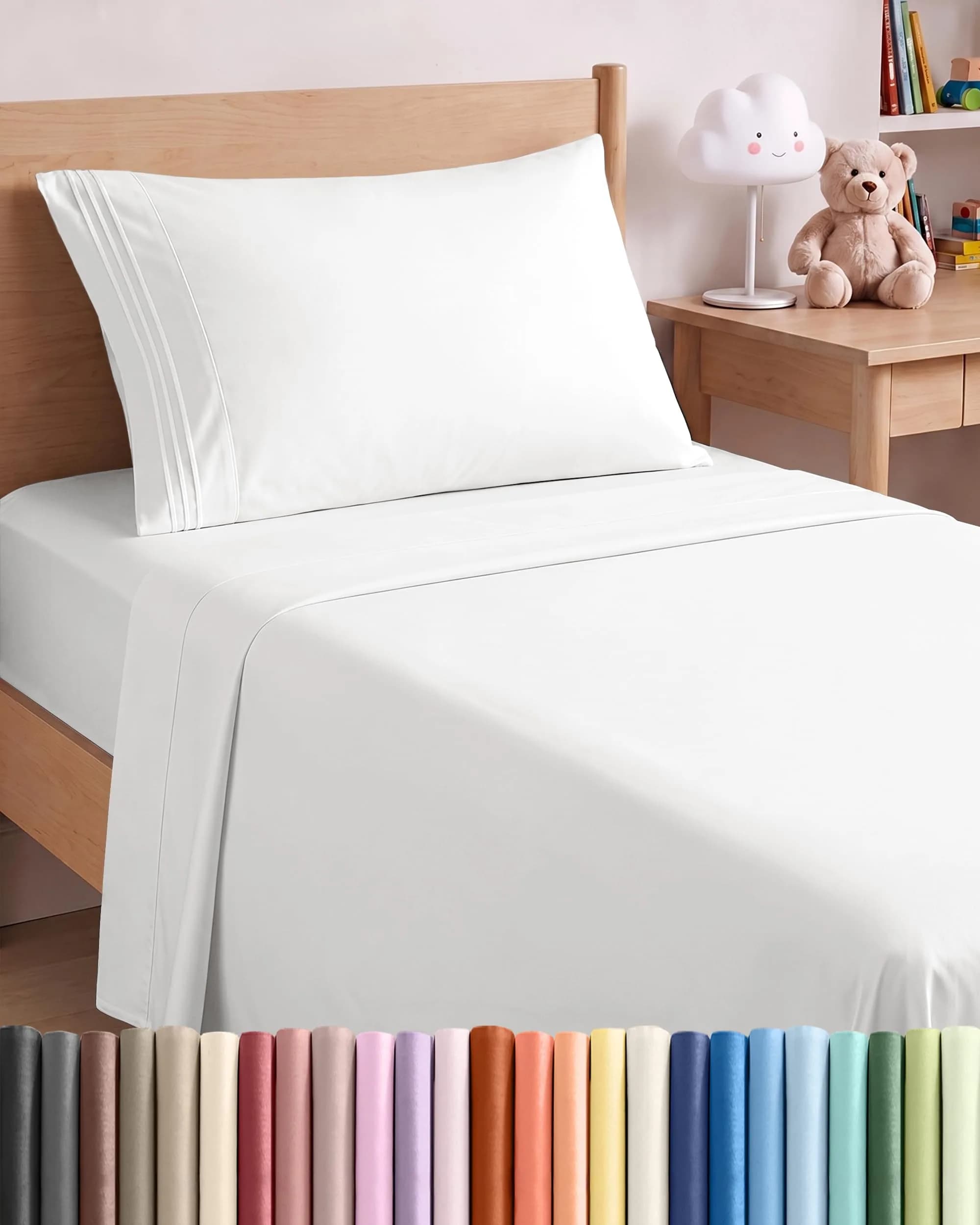 CGK Unlimited Twin Size 3 Piece Sheet Set | Ultra Soft Breathable Microfiber, Deep Pockets, White