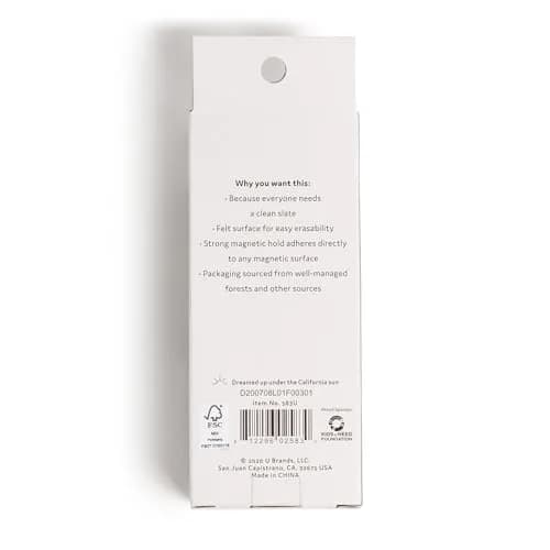 U Brands Magnetic Dry Erase Board Eraser 2"x5"x1" White | Effortless Erasing for Office & School thumbnail 4