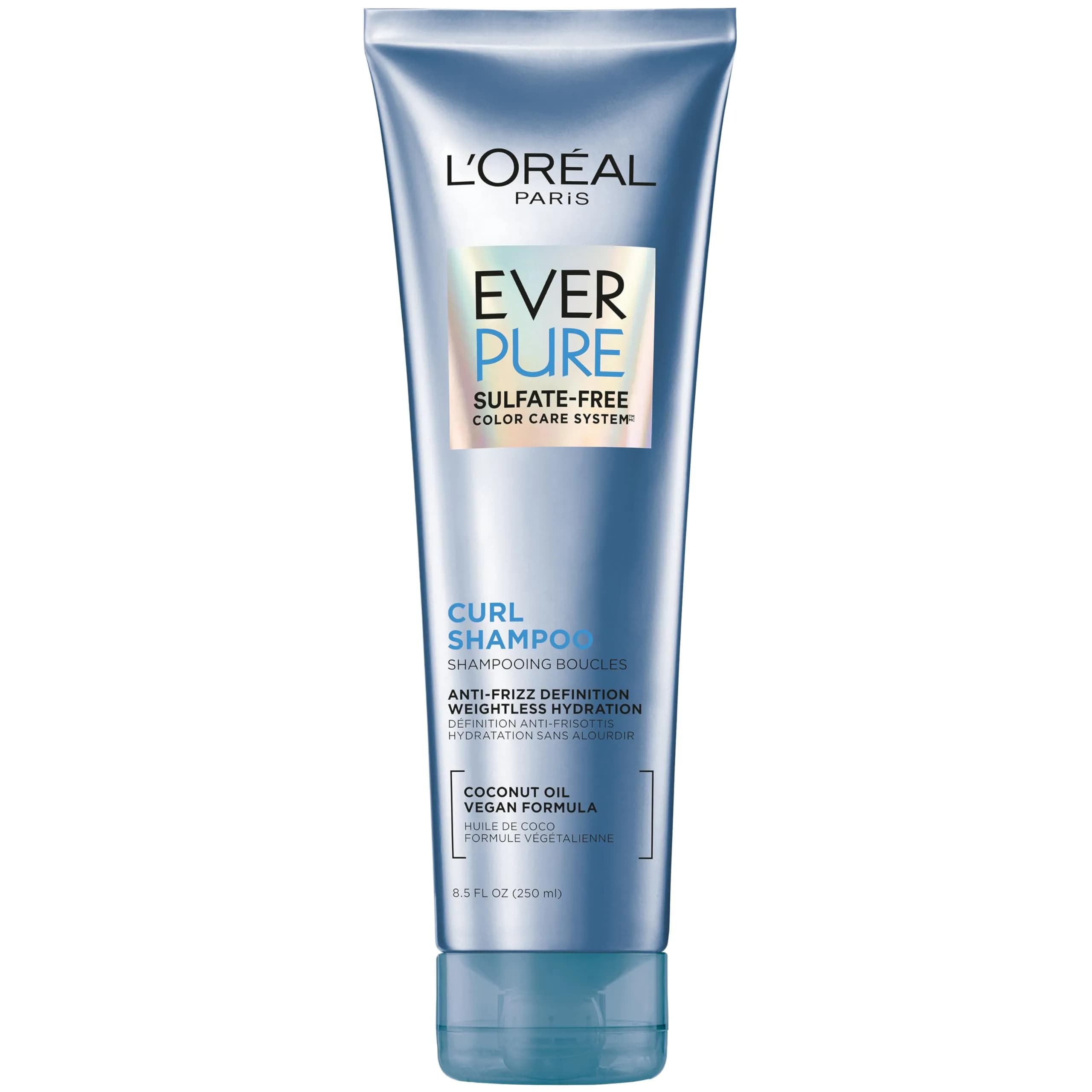 L'Oreal Paris EverPure Sulfate Free Shampoo for Curly Hair, Lightweight, Anti-Frizz Hair Care with Coconut Oil, 250ml (8.5 Fl Oz) | Hydrates Curls for 48 Hours - main product image