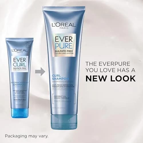 L'Oreal Paris EverPure Sulfate Free Shampoo for Curly Hair, Lightweight, Anti-Frizz Hair Care with Coconut Oil, 250ml (8.5 Fl Oz) | Hydrates Curls for 48 Hours thumbnail 3