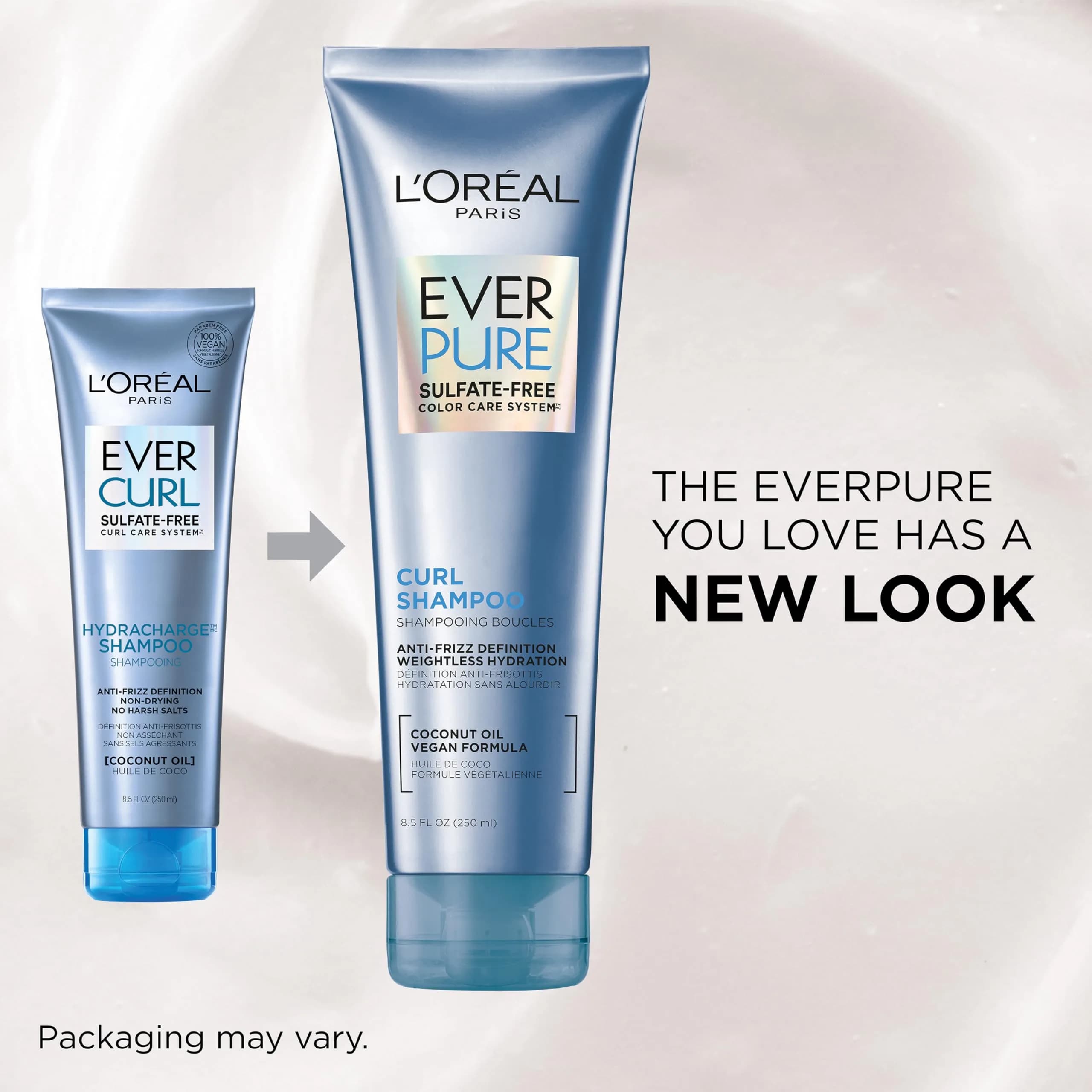 L'Oreal Paris EverPure Sulfate Free Shampoo for Curly Hair, Lightweight, Anti-Frizz Hair Care with Coconut Oil, 250ml (8.5 Fl Oz) | Hydrates Curls for 48 Hours - view 3