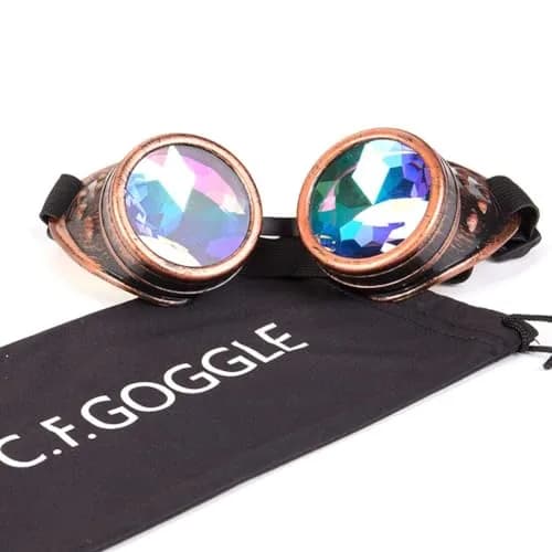 Lelinta Steampunk Rave Glasses Goggles with Rainbow Crystal Glass Lens, Red Copper, Adjustable (1 Unit) thumbnail 4