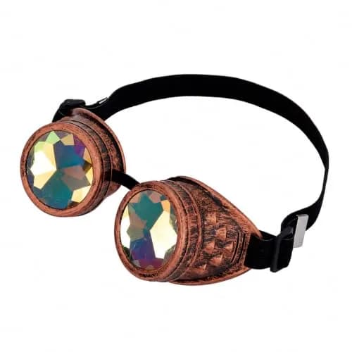 Lelinta Steampunk Rave Glasses Goggles with Rainbow Crystal Glass Lens, Red Copper, Adjustable (1 Unit) thumbnail 3