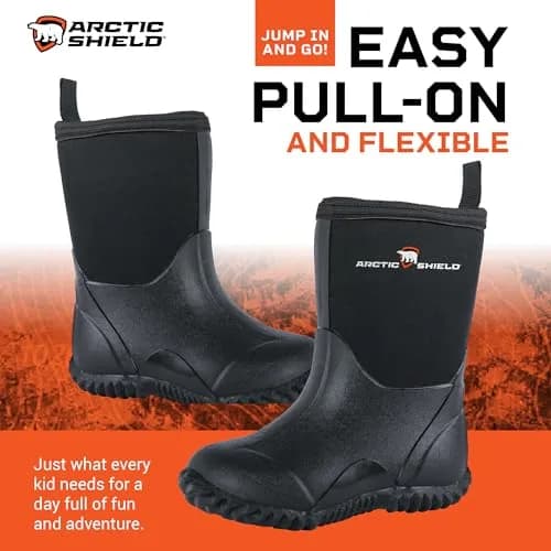 ArcticShield Kids Rain Boots Waterproof & Insulated | Unisex Rubber Boots for Puddles & Outdoors thumbnail 3