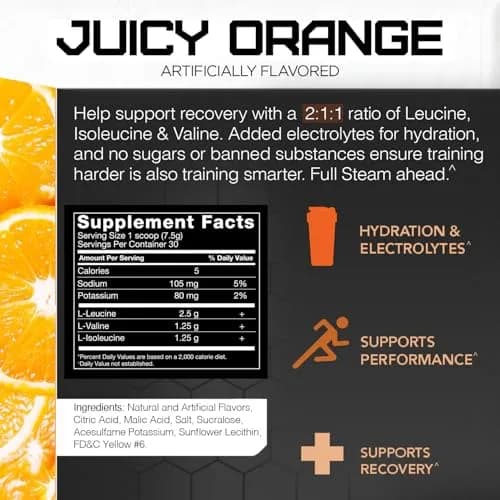Rival Nutrition Steam BCAA Instanized Powder Juicy Orange | 30 Servings for Athletes & Bodybuilders thumbnail 4