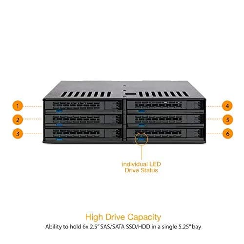 ICY DOCK ExpressCage MB326SP-B 6 Bay 2.5” SATA HDD/SSD Hot Swap Enclosure | Dual Cooling Fan for 5.25” Bay thumbnail 6