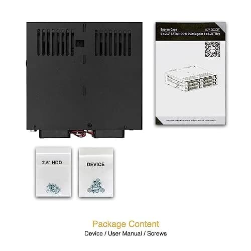 ICY DOCK ExpressCage MB326SP-B 6 Bay 2.5” SATA HDD/SSD Hot Swap Enclosure | Dual Cooling Fan for 5.25” Bay thumbnail 7