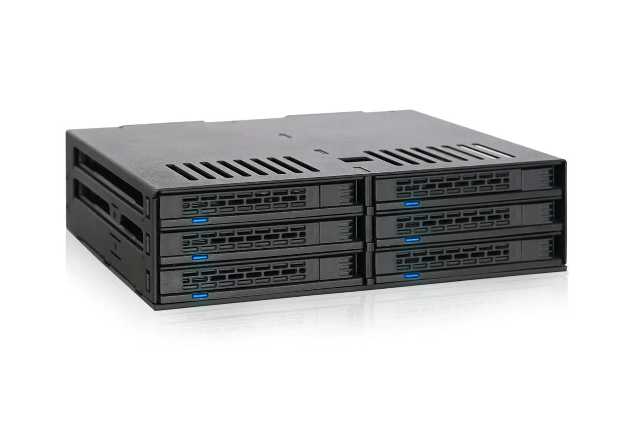 ICY DOCK ExpressCage MB326SP-B 6 Bay 2.5” SATA HDD/SSD Hot Swap Enclosure | Dual Cooling Fan for 5.25” Bay - main product image