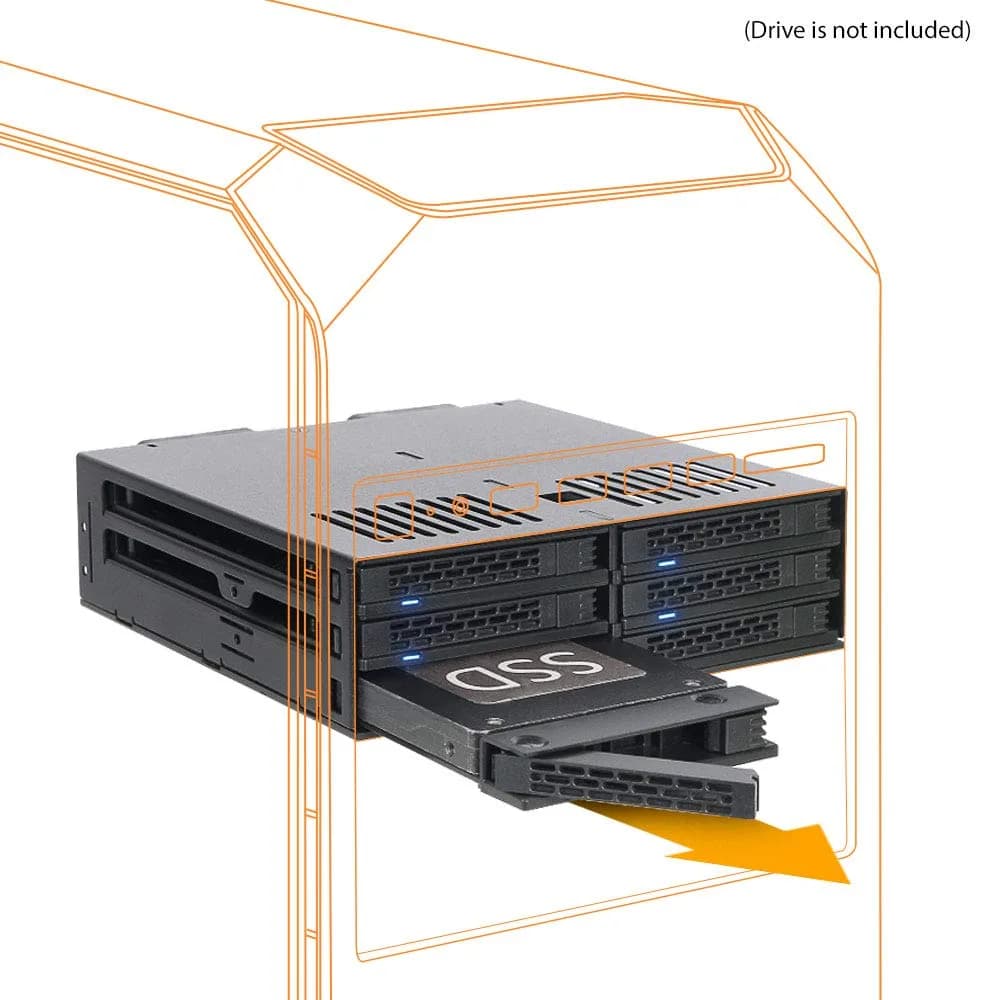 ICY DOCK ExpressCage MB326SP-B 6 Bay 2.5” SATA HDD/SSD Hot Swap Enclosure | Dual Cooling Fan for 5.25” Bay - view 2