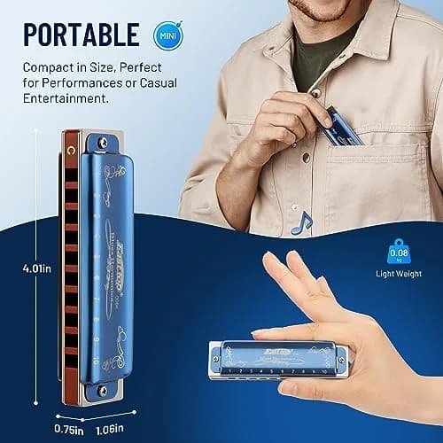 East top Diatonic Harmonica Key of F# 10 Holes | Rich Sound & Portable for Beginners & Pros thumbnail 5