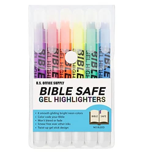 US Office Supply Bible Safe Highlighter Set of 6 Assorted Pastel Colors | No Bleed, Smooth Gel, Bible & Journal Friendly thumbnail 1