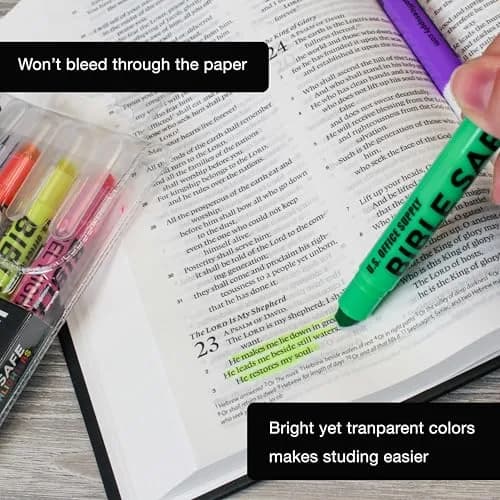 US Office Supply Bible Safe Highlighter Set of 6 Assorted Pastel Colors | No Bleed, Smooth Gel, Bible & Journal Friendly thumbnail 6