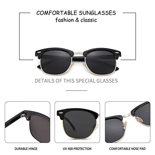 Pro Acme Classic Semi-Rimless Polarized Sunglasses for Women Men | UV400 Protection thumbnail 5