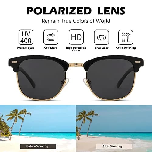 Pro Acme Classic Semi-Rimless Polarized Sunglasses for Women Men | UV400 Protection thumbnail 6