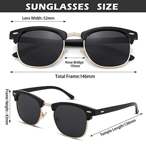 Pro Acme Classic Semi-Rimless Polarized Sunglasses for Women Men | UV400 Protection thumbnail 3