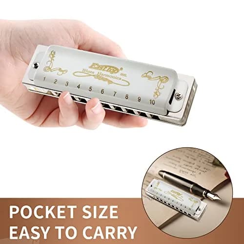 East top Diatonic Blues Harmonica Eb | Professional Brass & Acrylic, White thumbnail 5