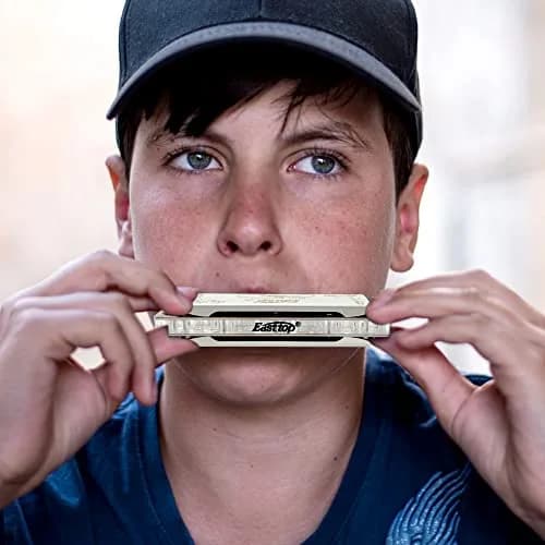 East top Diatonic Blues Harmonica Eb | Professional Brass & Acrylic, White thumbnail 7