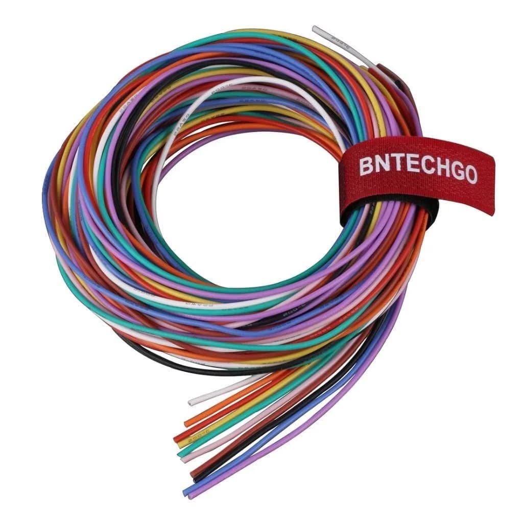 BNTECHGO 24 AWG Silicone Wire Kit 10 Colors Each 10 ft | 100 ft Total — 10 colors each 10ft / 22 silicone wire