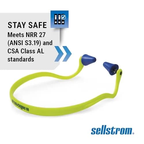 Sellstrom Reusable Banded Earplugs 25dB Noise Reduction Hi-Viz Green | NRR 27 Certified thumbnail 6
