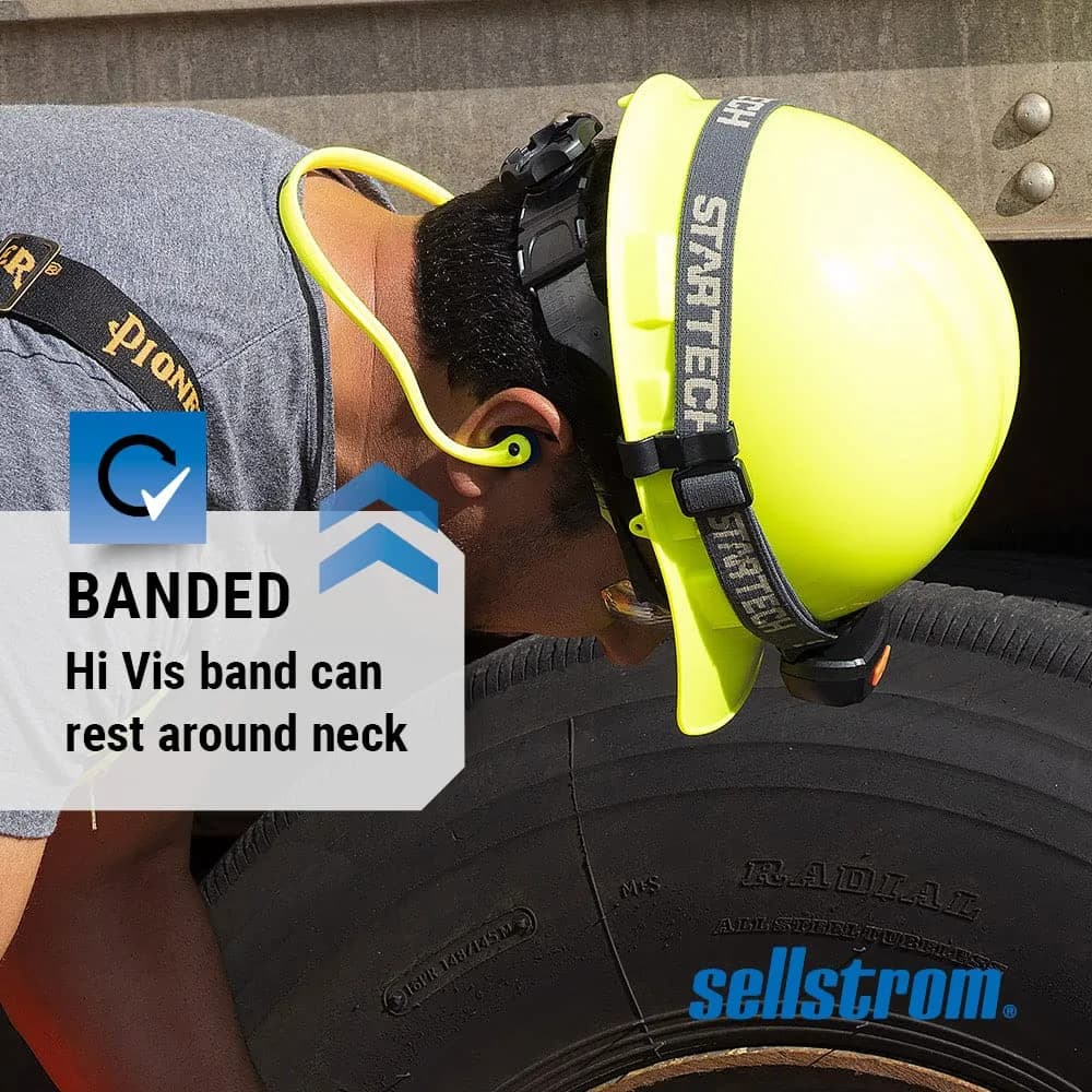 Sellstrom Reusable Banded Earplugs 25dB Noise Reduction Hi-Viz Green | NRR 27 Certified - view 2